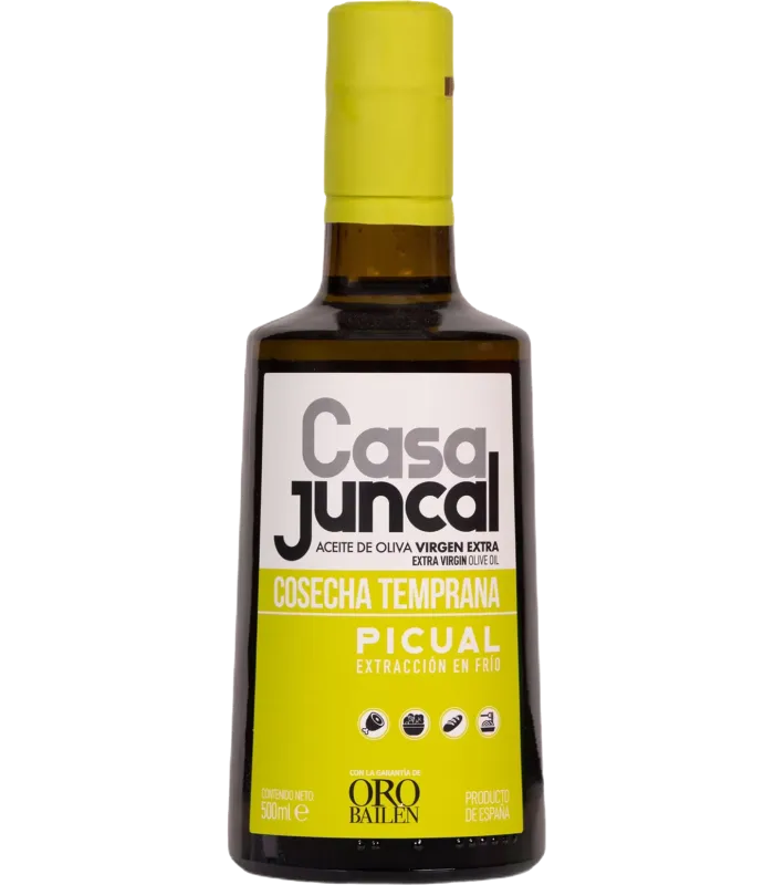 Casa Juncal Picual Frühe Ernte Oro Bailén 500 ml Preisgekröntes natives Olivenöl extra aus Jaén, Spanien. Intensives Aroma, perf