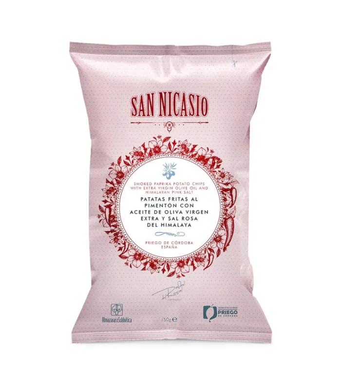 Spanische Kartoffelchips mit Vera Paprika, Olivenöl und Himalayasalz San Nicasio 150 gr