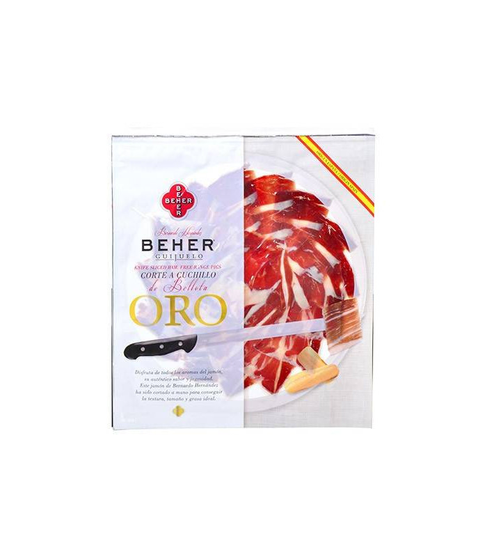 Jamón Ibérico Bellota Pata Negra Eichel Beher Messer schneiden